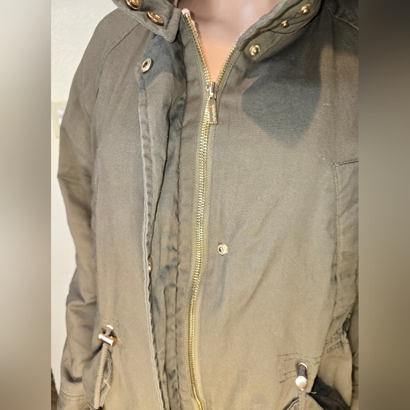 Collectionb New York Women’s Parka Jacket size L, Olive Green, Drawstring Waist - Picture 7 of 12